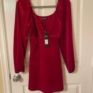 Fashion Nova Red Long Sleeve Dress
